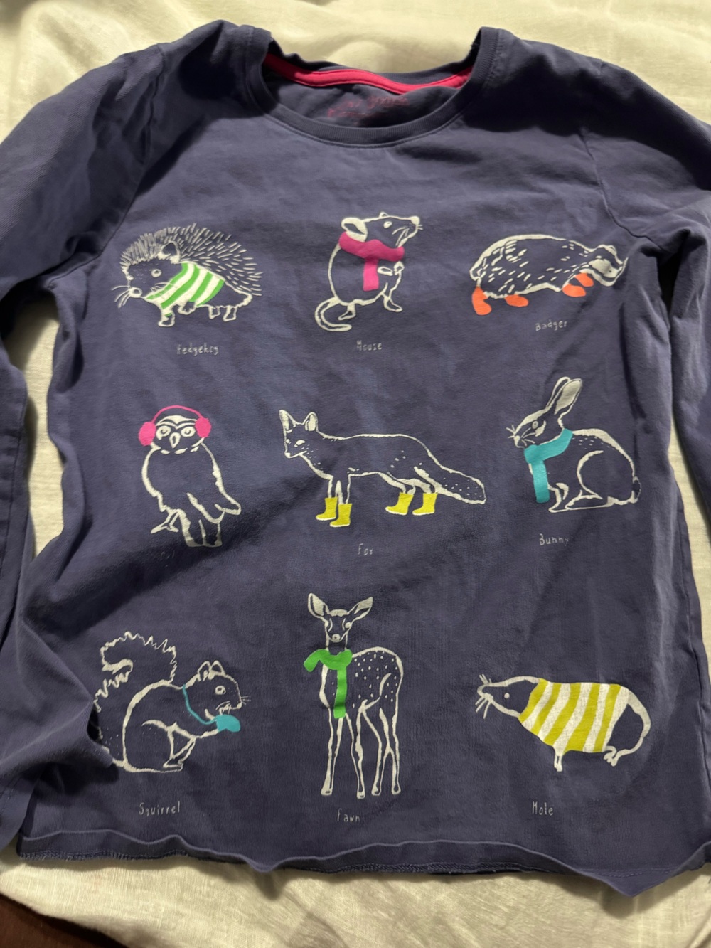 Mini Boden Navy Tee with forest animals